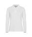 Womens/ladies Premium Stretch Long-sleeved Polo Shirt White Clique-1