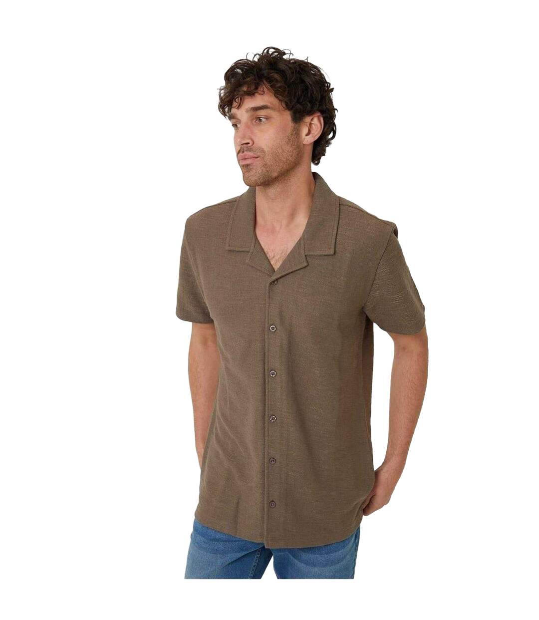 Chemise Manches Courtes Antti Homme Kaki Threadbare-2