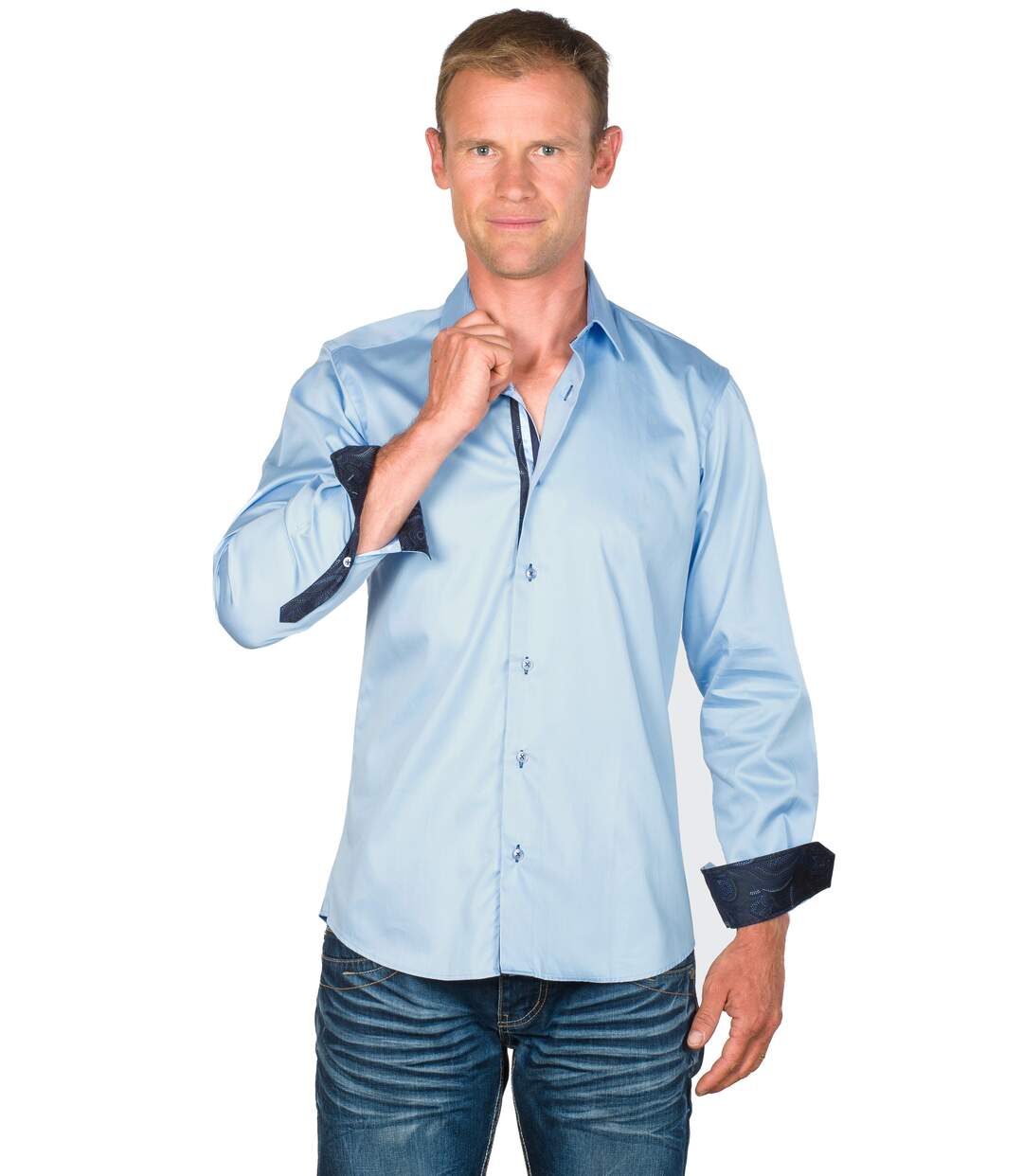 Chemise Coupe Ajustée Coton Bleu Dustin-1