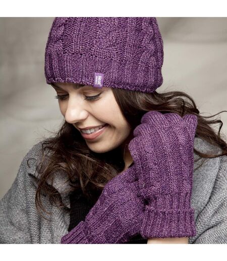 Ladies Fleece Lined Thermal Hat & Gloves Set for Winter