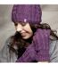 Ladies Fleece Lined Thermal Hat & Gloves Set for Winter-3