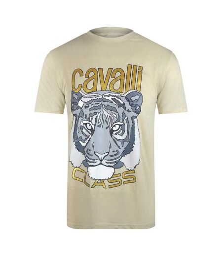 T-shirt Motif Imprimé Tigre Homme Beige Sable Cavalli Class