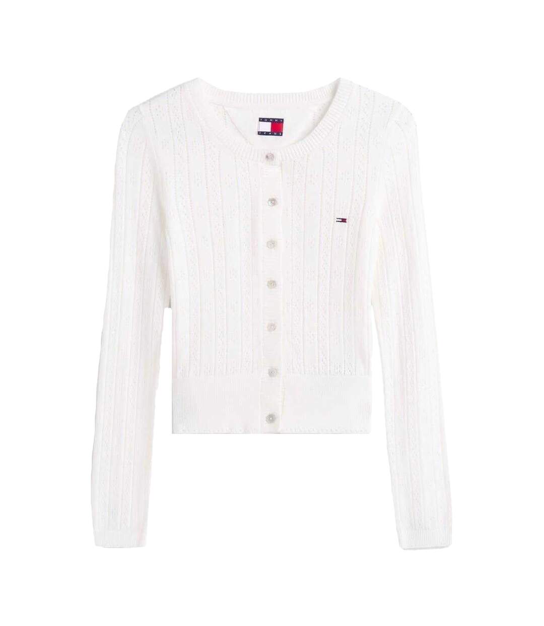 Womens/ladies Pointelle Cardigan Ecru Tommy Jeans-2
