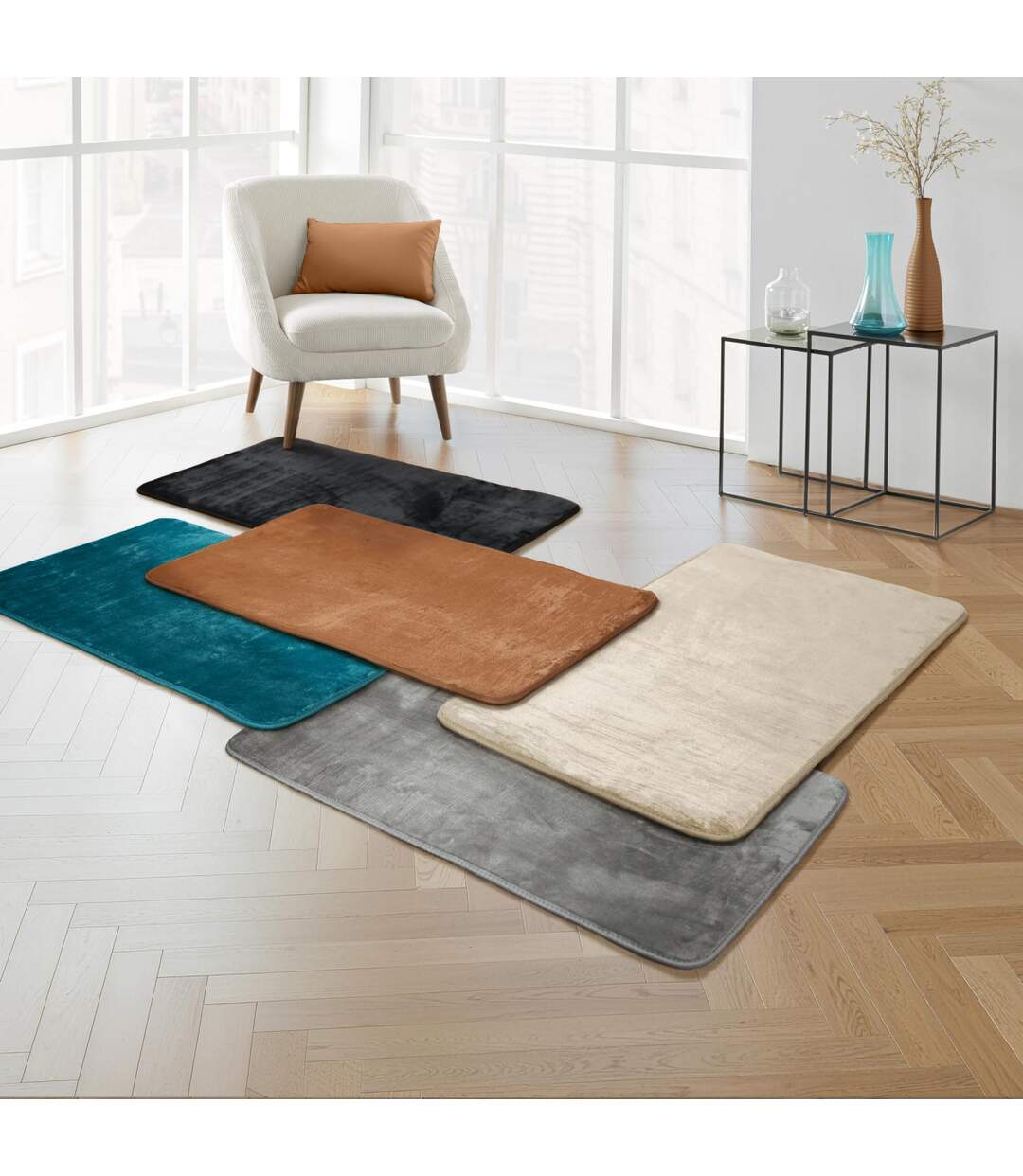 Tapis Uni en Flanelle Flanou 60x110cm Noir-3
