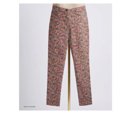 MAYFLOWER BELINDA2O - Pantalon stretch imprimé fleuri orange : fraîcheur et confort absolu