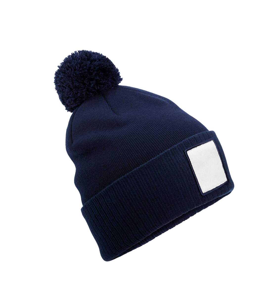 Bonnet Motif/style Pompon Bleu Marine Oxford Blanc Beechfield-1