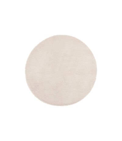 Tapis Rond Imitation Fourrure Doucea 80cm Ivoire
