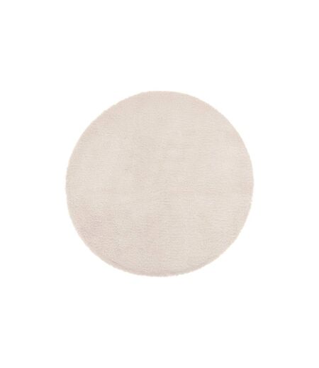 Tapis Rond Imitation Fourrure Doucea 80cm Ivoire