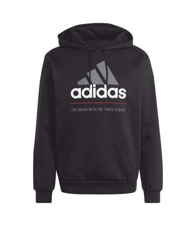Mens Fleece Hooded Tracksuit Black Adidas
