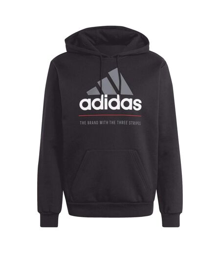Mens Fleece Hooded Tracksuit Black Adidas