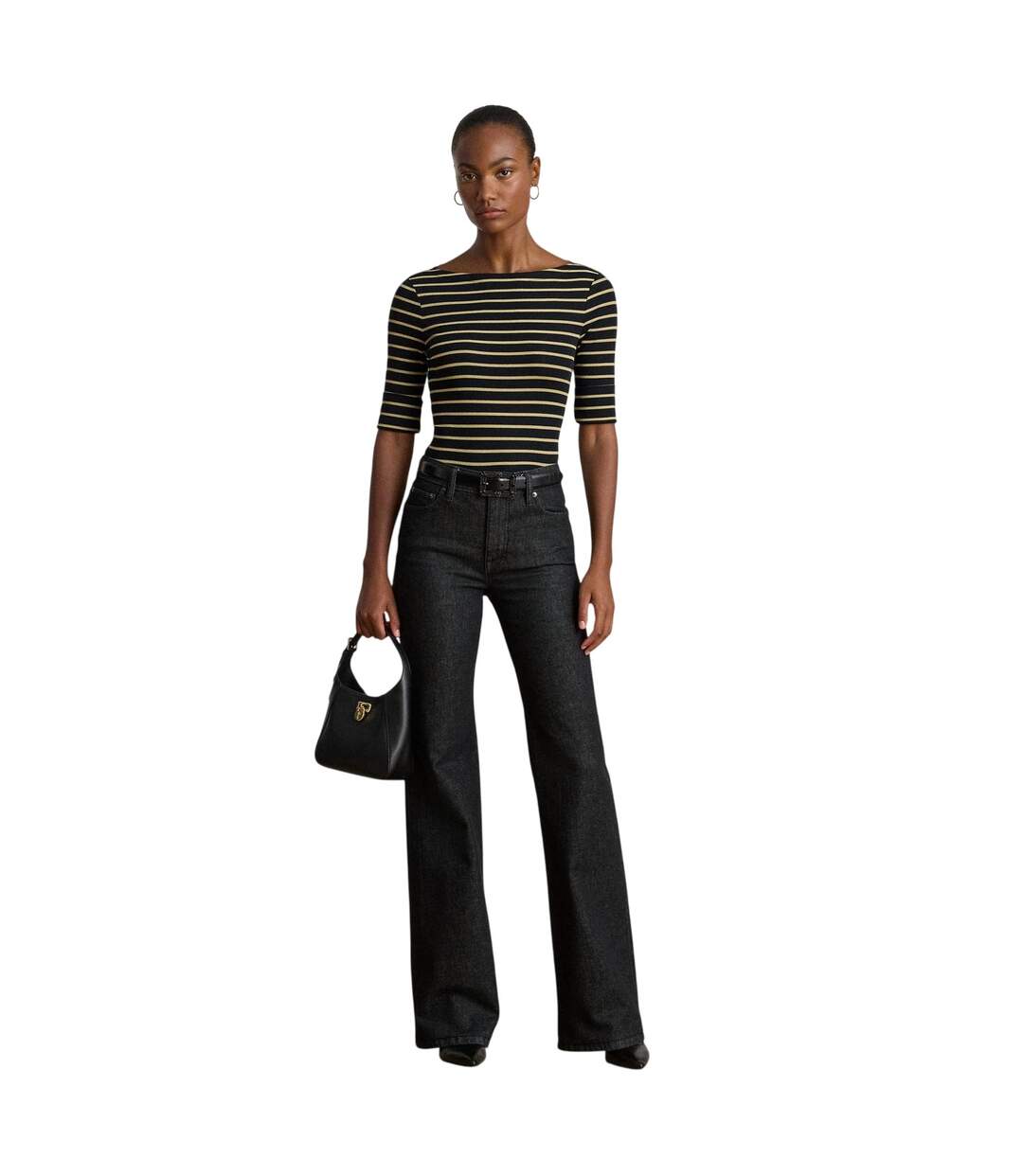 T-shirt Motif/style À Rayures Judy Femme Noir Jaune Or Ralph Lauren-4