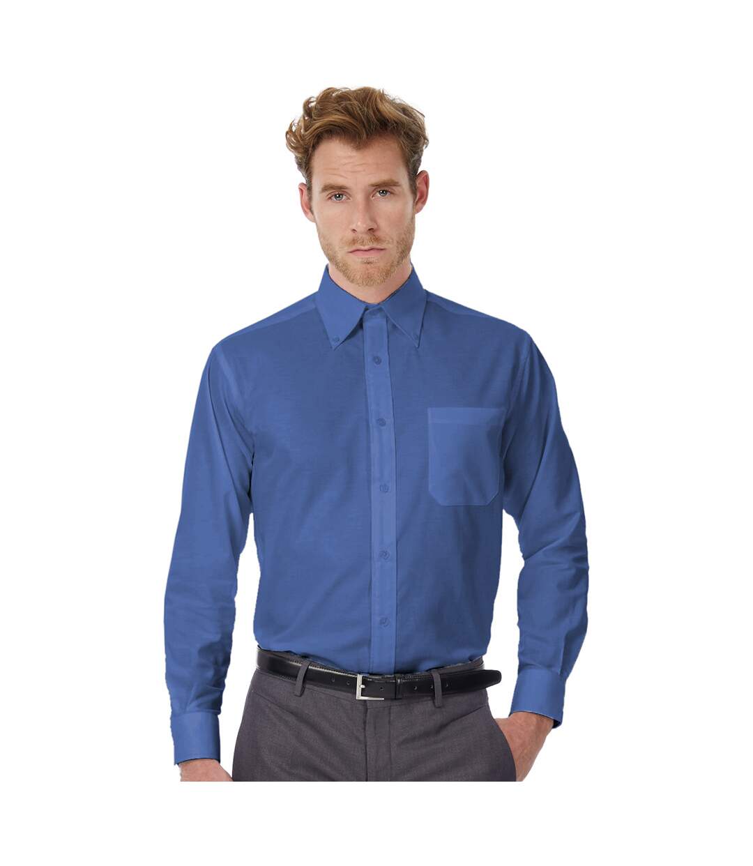 B&C Mens Oxford Long Sleeve Shirt / Mens Shirts (Blue Chip) - UTBC105