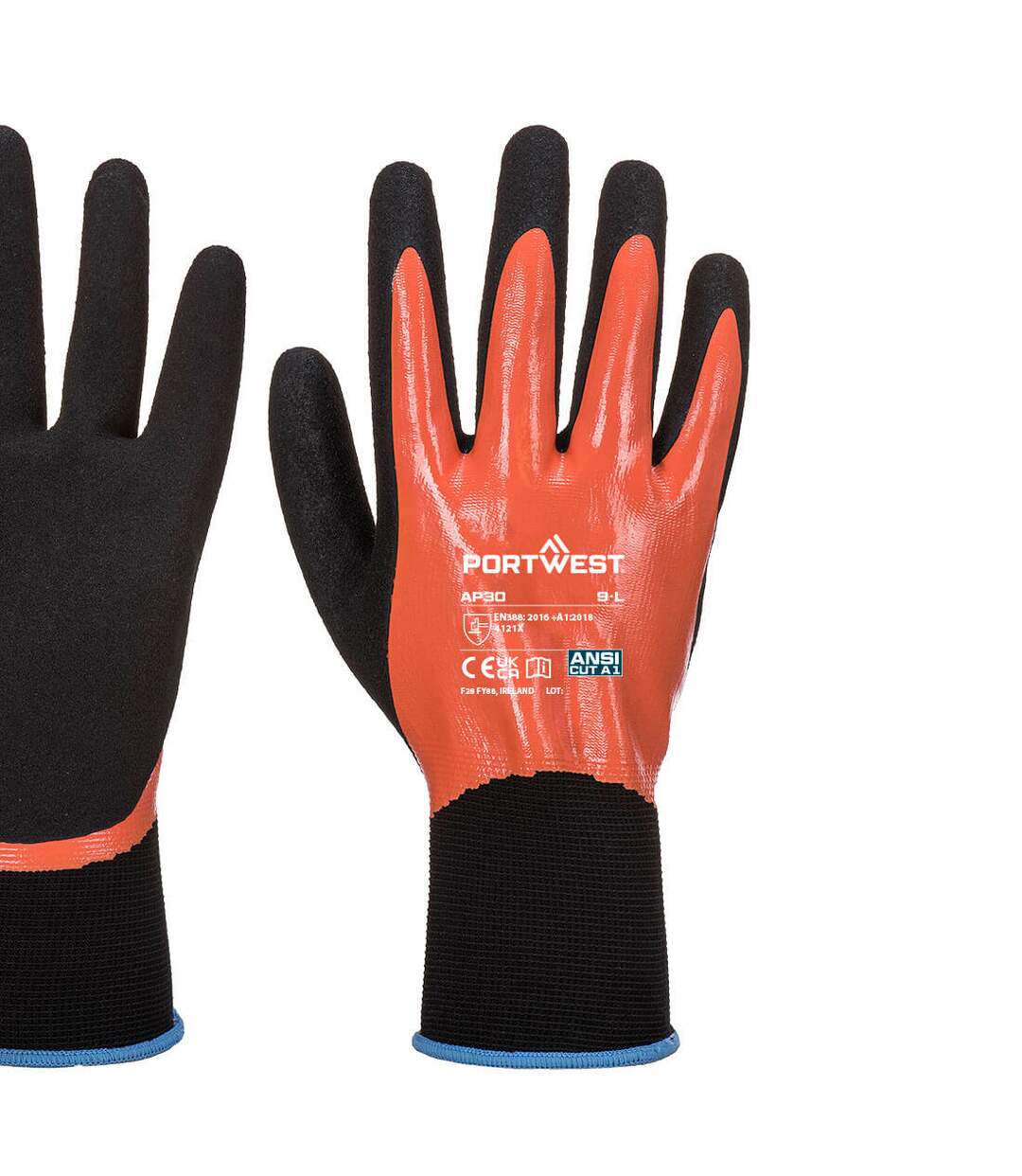 Unisex adult ap30 dermi pro glove xl orange/black Portwest-2