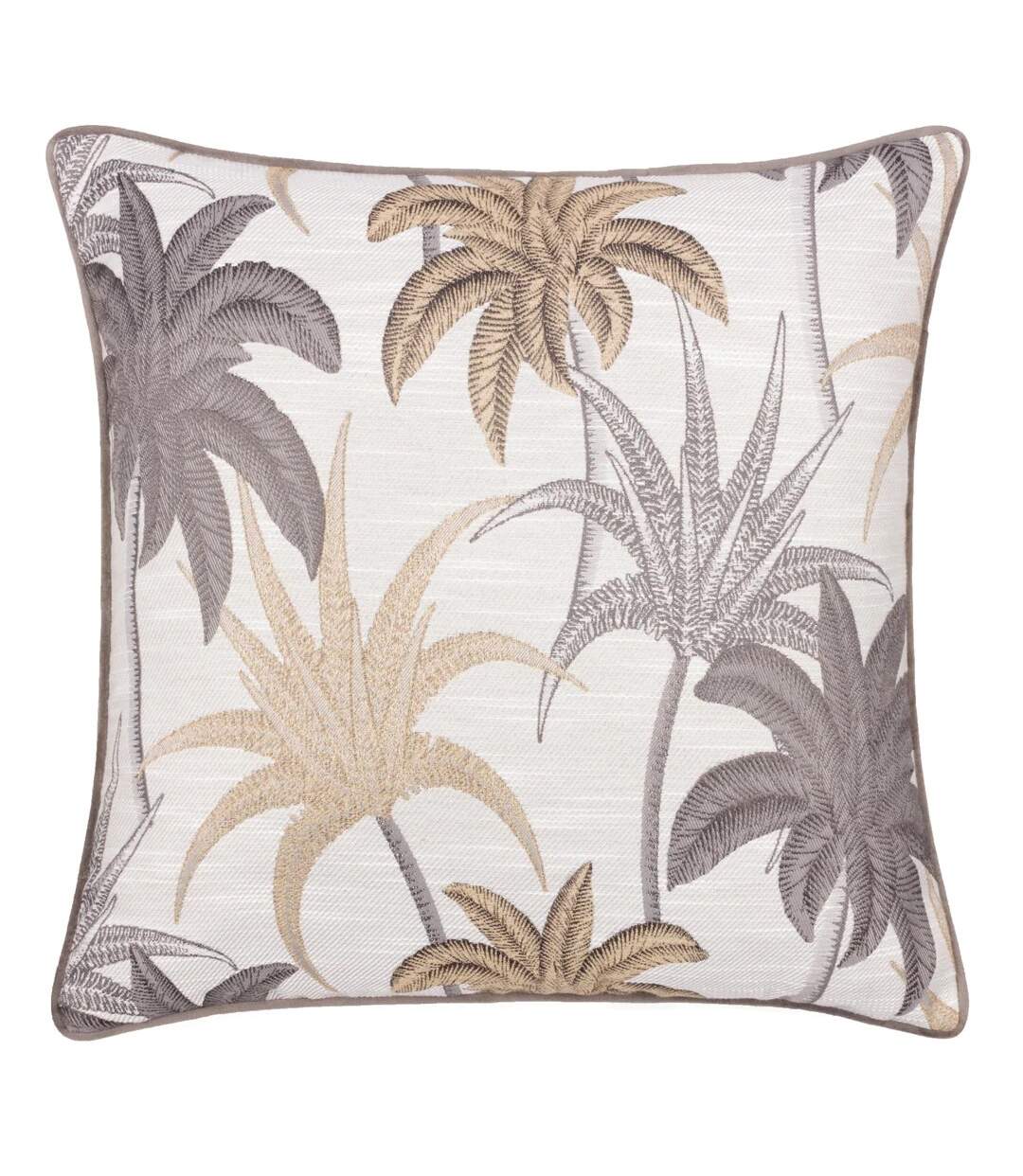 Galapagos jacquard piped cushion cover 50cm x 50cm natural Wylder-1