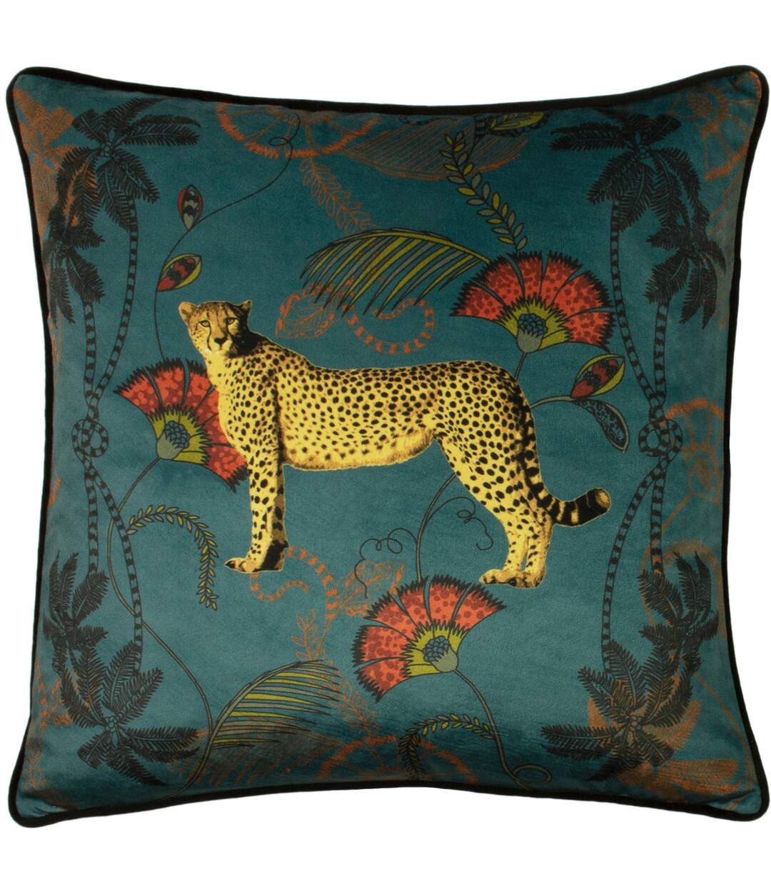 Tropica cheetah cushion cover one size teal/green/gold Paoletti