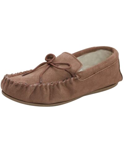 Eastern Counties Leather Unisex Wool-blend Hard Sole Moccasins (Camel) - UTEL183