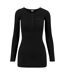 T-shirt Manches À Revers Motif/style Côtelé Femme Noir Urban Classics-1