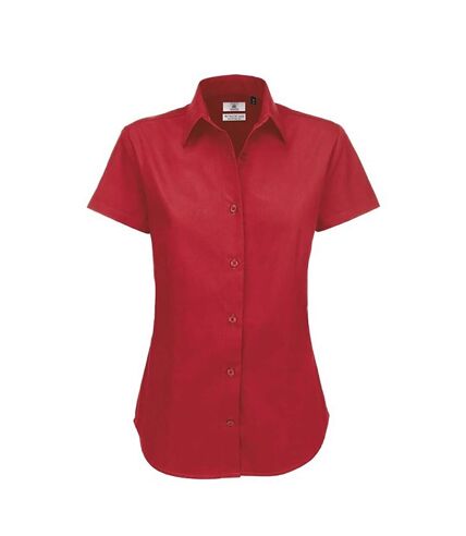 B&C Womens/Ladies Sharp Twill Short Sleeve Shirt (Deep Red) - UTBC124