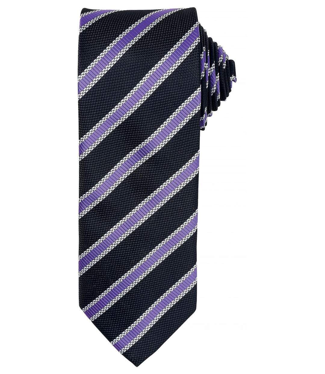 Cravate rayée - PR783 - noir et violet-1