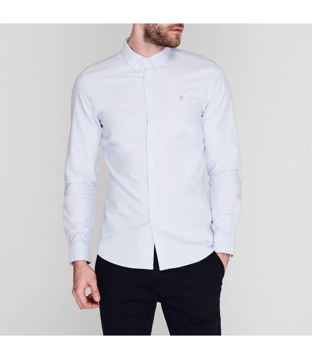 Chemise À Boutons Manches Longues Motif/style Rétro Homme Bleu Ciel Farah-3