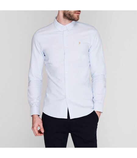 Chemise À Boutons Manches Longues Motif/style Rétro Homme Bleu Ciel Farah