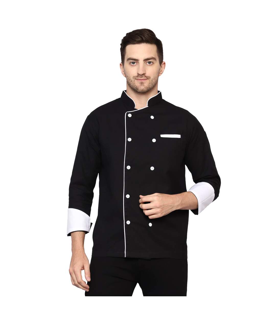 Mens Double-breasted Chef Jacket Black Exner-2