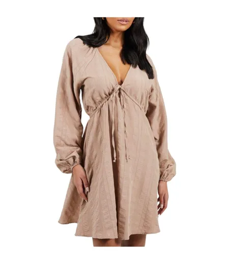 Womens/ladies A-line Mini Dress Taupe Brave Soul