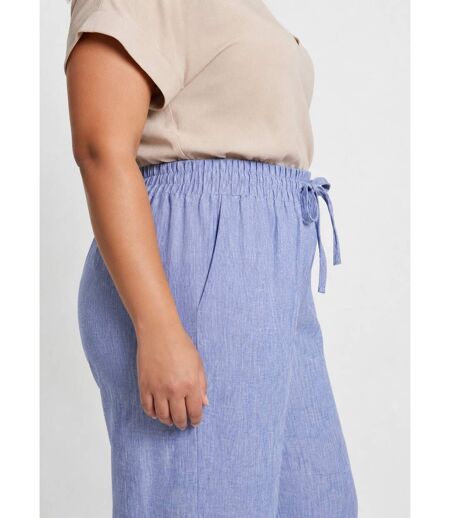 Pantalon large chiné élastiqué avec lin