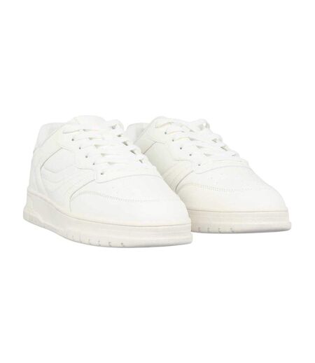 Mens Lace Up Flat Trainers White Fabric