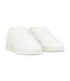Mens Lace Up Flat Trainers White Fabric-4