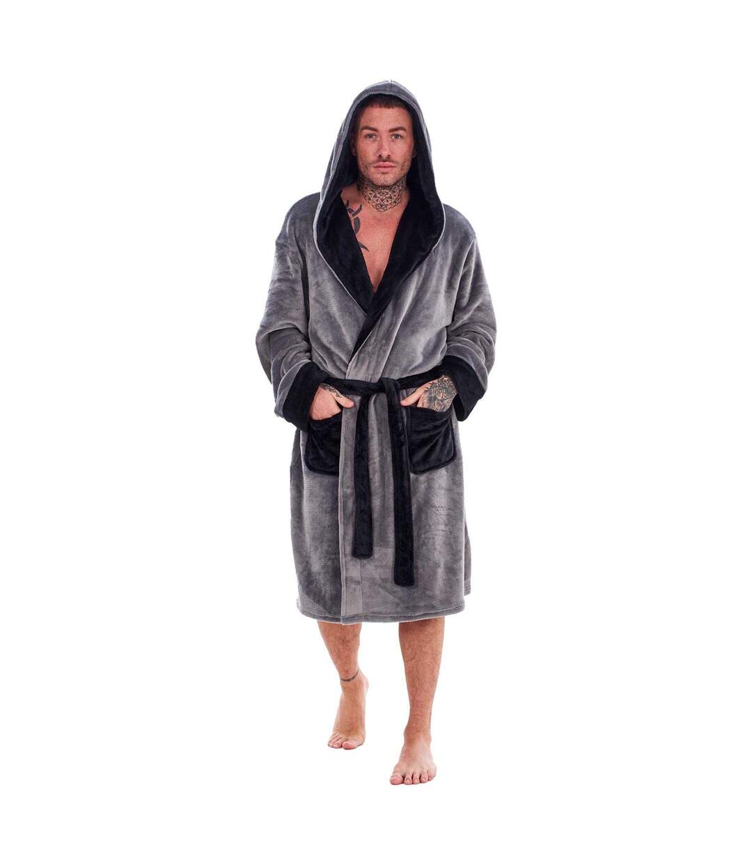 Robe De Chambre Homme Gris Noir Keanu-2