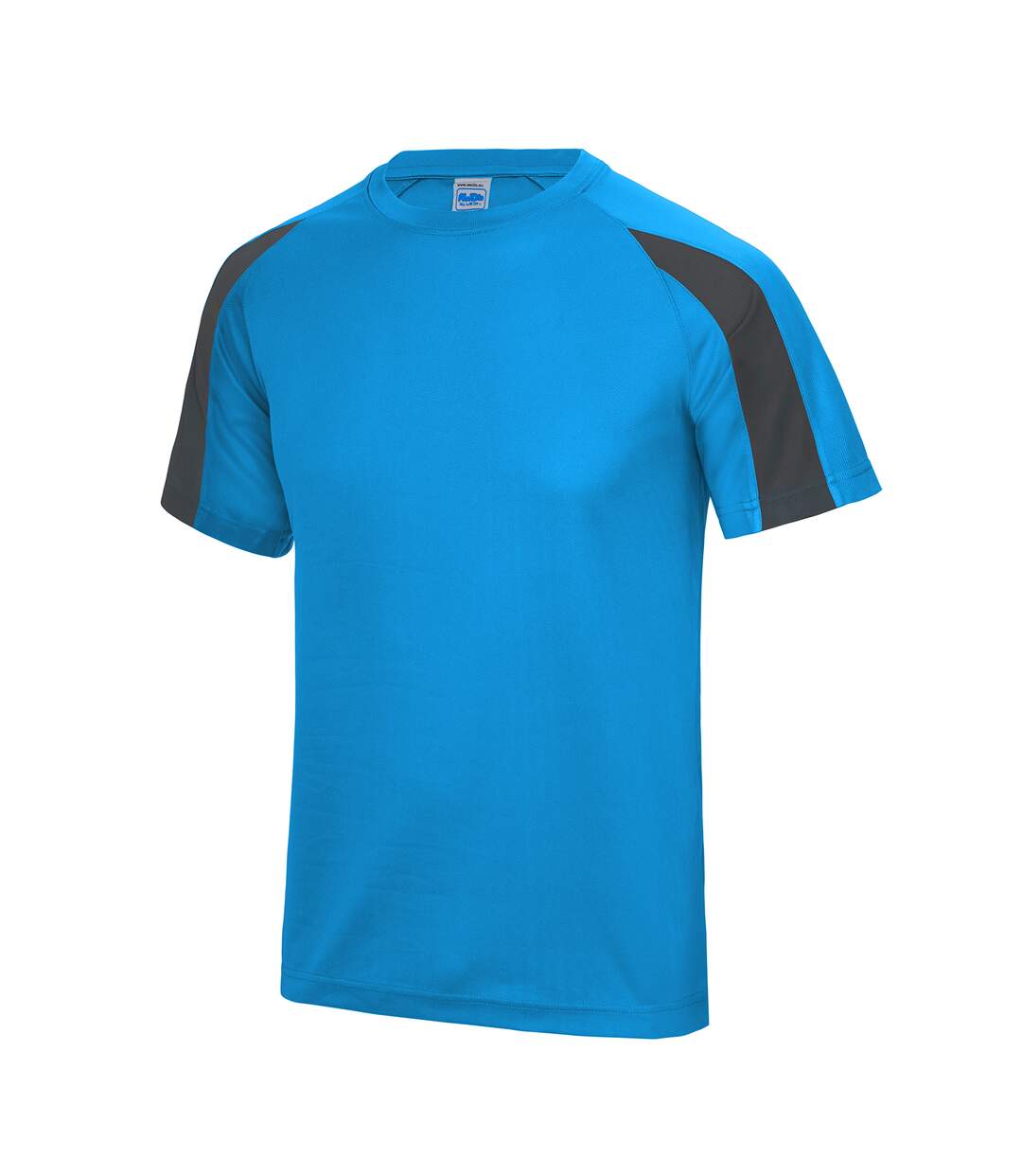 Just Cool Mens Contrast Cool Sports Plain T-Shirt (Sapphire Blue/ Charcoal)