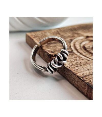 Adjustable Silver Thick Double Celtic Love Knot Band Cuff Ring