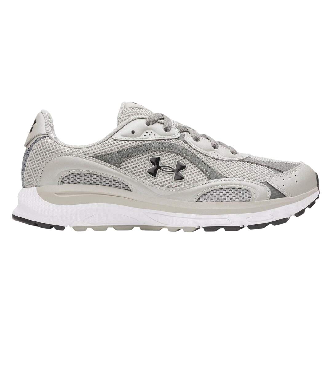 Mens Tech Athletic Leather Trainers Grey Black Under Armour-1