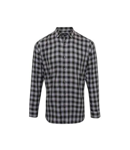 Mens mulligan checked cotton long-sleeved shirt steel/black Premier