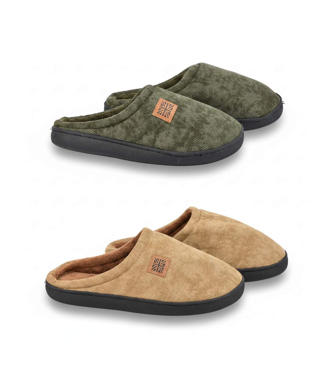 OZABI Pack 2 Paires Mules Homme Velours Côtelé Doublure Éponge-3