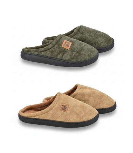 OZABI Pack 2 Paires Mules Homme Velours Côtelé Doublure Éponge