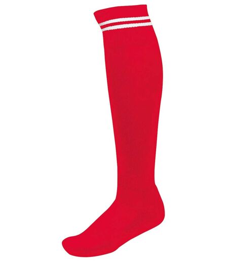 chaussettes sport - PA015 - rouge rayure blanche