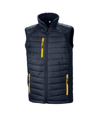 Result Genuine Recycled Unisex Adult Compass Softshell Padded Vest (Navy/Yellow)
