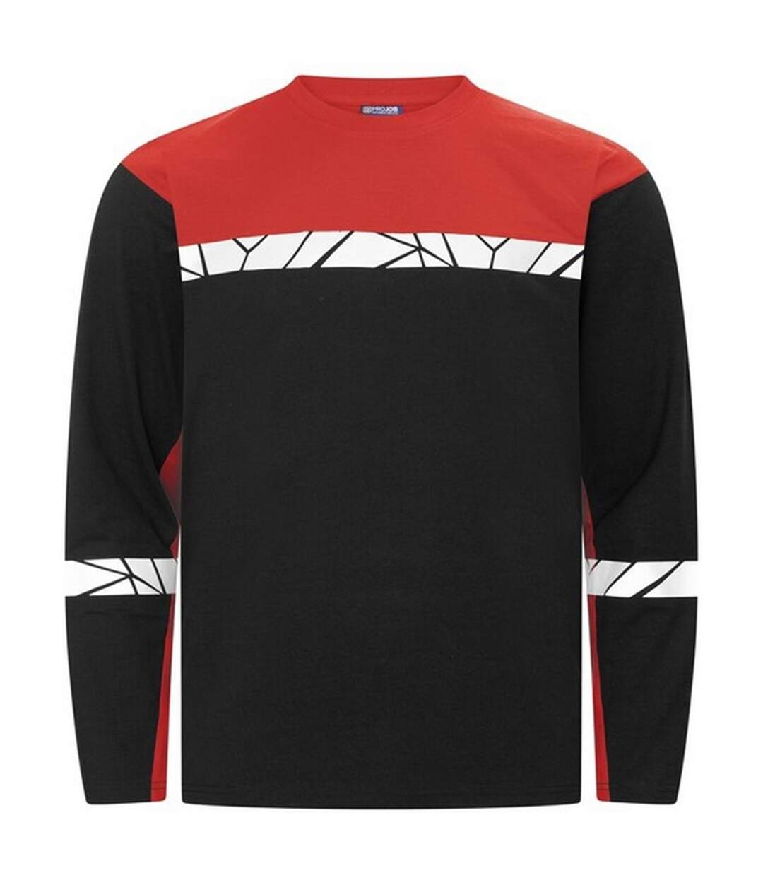 Mens Progression Hi-vis Long-sleeved T-shirt Black Red Projob-1