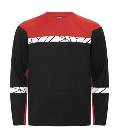 Mens Progression Hi-vis Long-sleeved T-shirt Black Red Projob