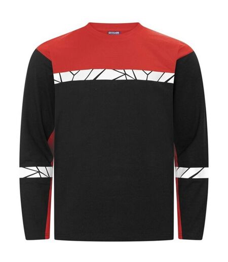 Mens Progression Hi-vis Long-sleeved T-shirt Black Red Projob