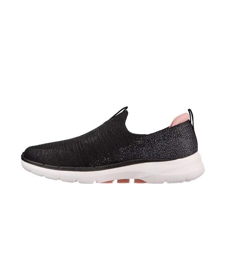 Womens/ladies go walk 6 glimmering trainers black/pink Skechers