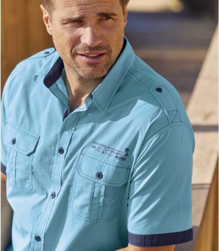 Men's Turquoise Pilot-Style Shirt 