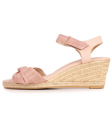 Isotoner Espadrilles femme à talon 6 cm et bout ouvert détail nœud