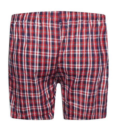 Pack of 2  Mens d555 plaid woven kingsize boxer shorts  navy blue/red Duke
