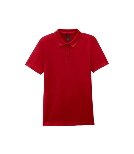 Softstyle Womens/ladies Short Sleeve Double Pique Polo Shirt Cherry Red Gildan