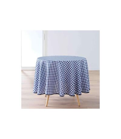 Nappe Ronde Antitache Imprimé Vichy 180cm Bleu