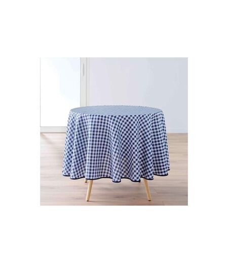 Nappe Ronde Antitache Imprimé Vichy 180cm Bleu