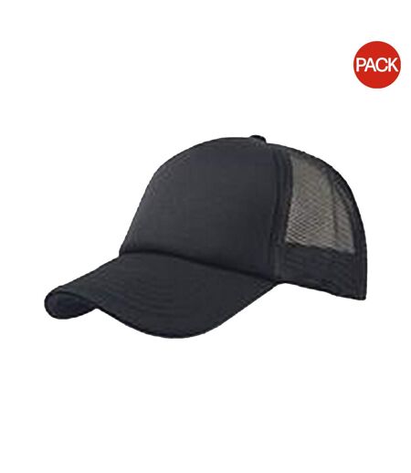 Atlantis Rapper 5 Panel Trucker Cap (Pack of 2) (Black/Black) - UTAB415